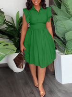 Solid Pleated Shirt Dress--Clearance