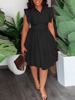 Solid Pleated Shirt Dress--Clearance