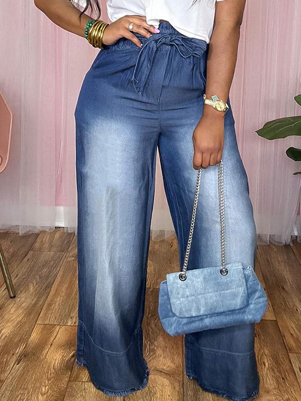Queensofly Belted Wide-Leg Jeans