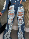 Queensofly Ripped Cargo Jeans