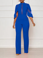 Solid Sheer Combo Jumpsuit--Clearance