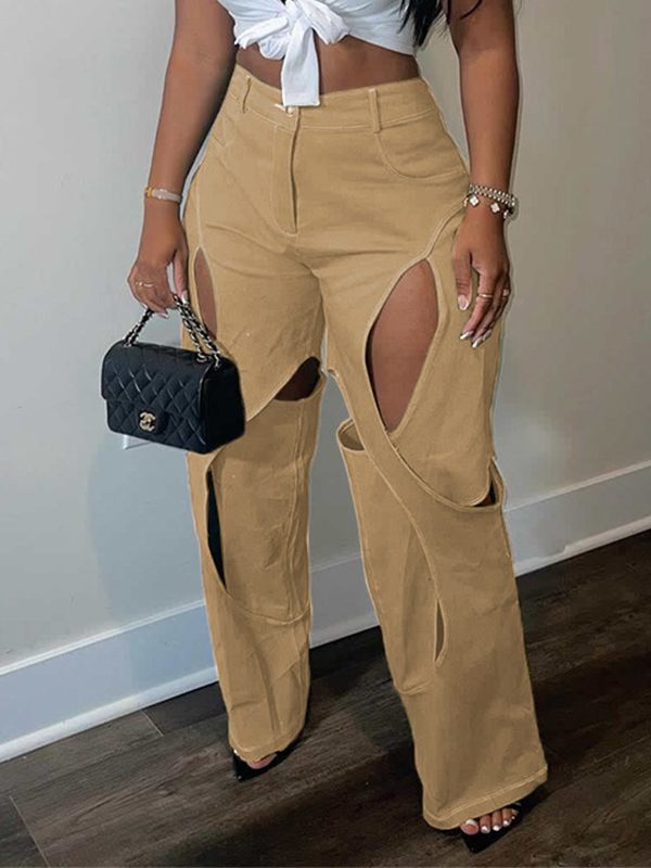 Queensofly Solid Cutout Pants