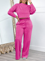 Queensofly Solid Sweatshirt & Pants Set