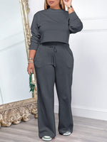 Queensofly Solid Sweatshirt & Pants Set