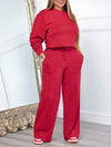 Queensofly Solid Sweatshirt & Pants Set