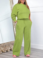 Queensofly Solid Sweatshirt & Pants Set