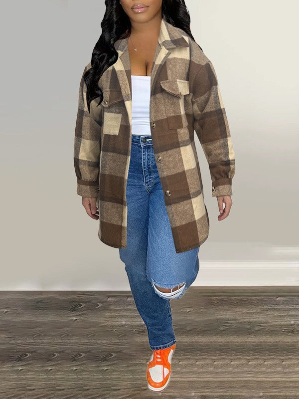 Queensofly Plaid Shirt Jacket