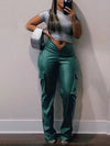 Queensofly Faux Leather Cargo Pants