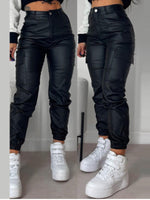 Queensofly Faux-Leather Cargo Pants
