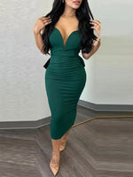 Queensofly Sleeveless Backless Slit Dress