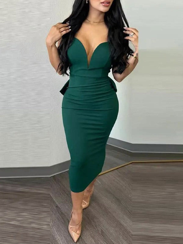 Queensofly Sleeveless Backless Slit Dress