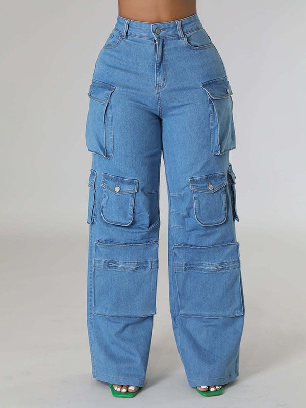Queensofly Wide-Leg Cargo Jeans