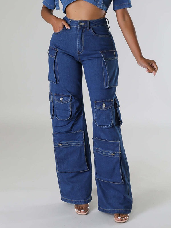 Queensofly Wide-Leg Cargo Jeans