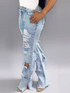 Queensofly Distressed Side-Slit Jeans