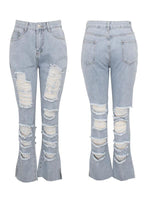 Queensofly Distressed Side-Slit Jeans