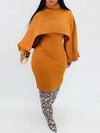 Queensofly Knit Poncho & Sweater Dress Set