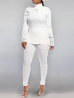 Solid Turtleneck Top & Pants Set