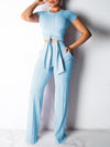 Ribbed Tied Top & Pants Set-Clearance