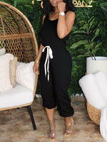 Queensofly Drawstring Sleeveless Jumpsuit