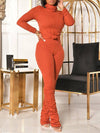 Queensofly Turtleneck Top & Ruched Pants Set