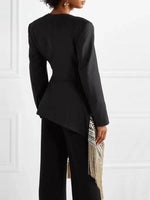 Queensofly Fringe Combo Wrapped Blazer
