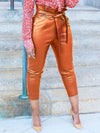 Queensofly Belted Faux-Leather Pants