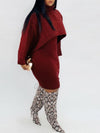 Queensofly Knit Poncho & Sweater Dress Set