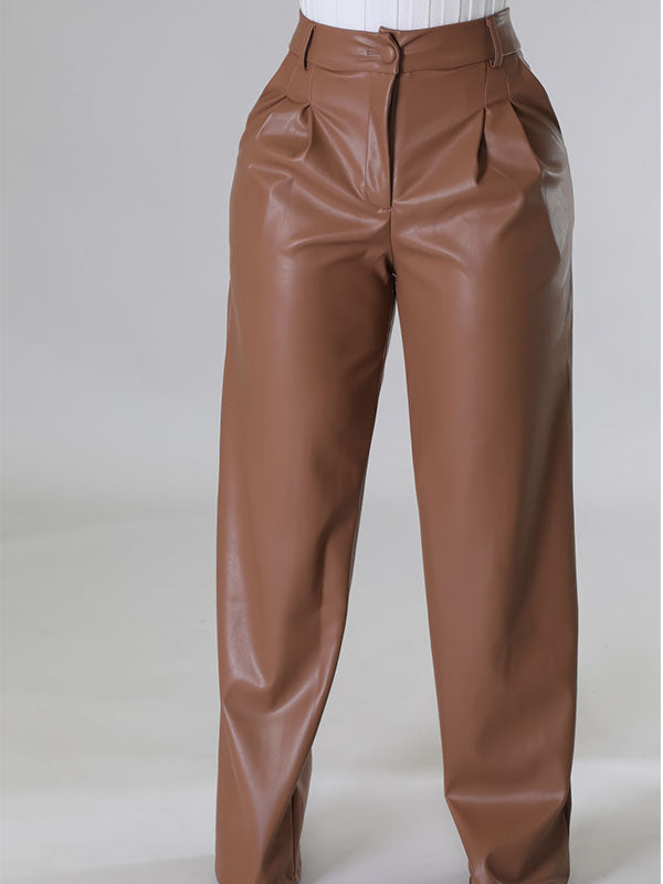 Queensofly Wide-Leg Faux-Leather Pants