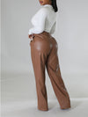 Queensofly Wide-Leg Faux-Leather Pants