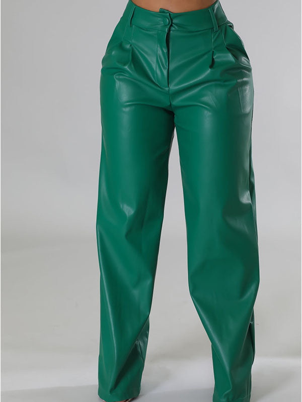 Queensofly Wide-Leg Faux-Leather Pants