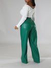 Queensofly Wide-Leg Faux-Leather Pants