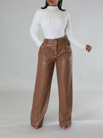 Queensofly Wide-Leg Faux-Leather Pants