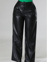 Queensofly Wide-Leg Faux-Leather Pants